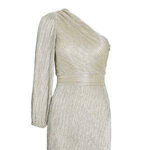 Saylor metallic one shoulder midi